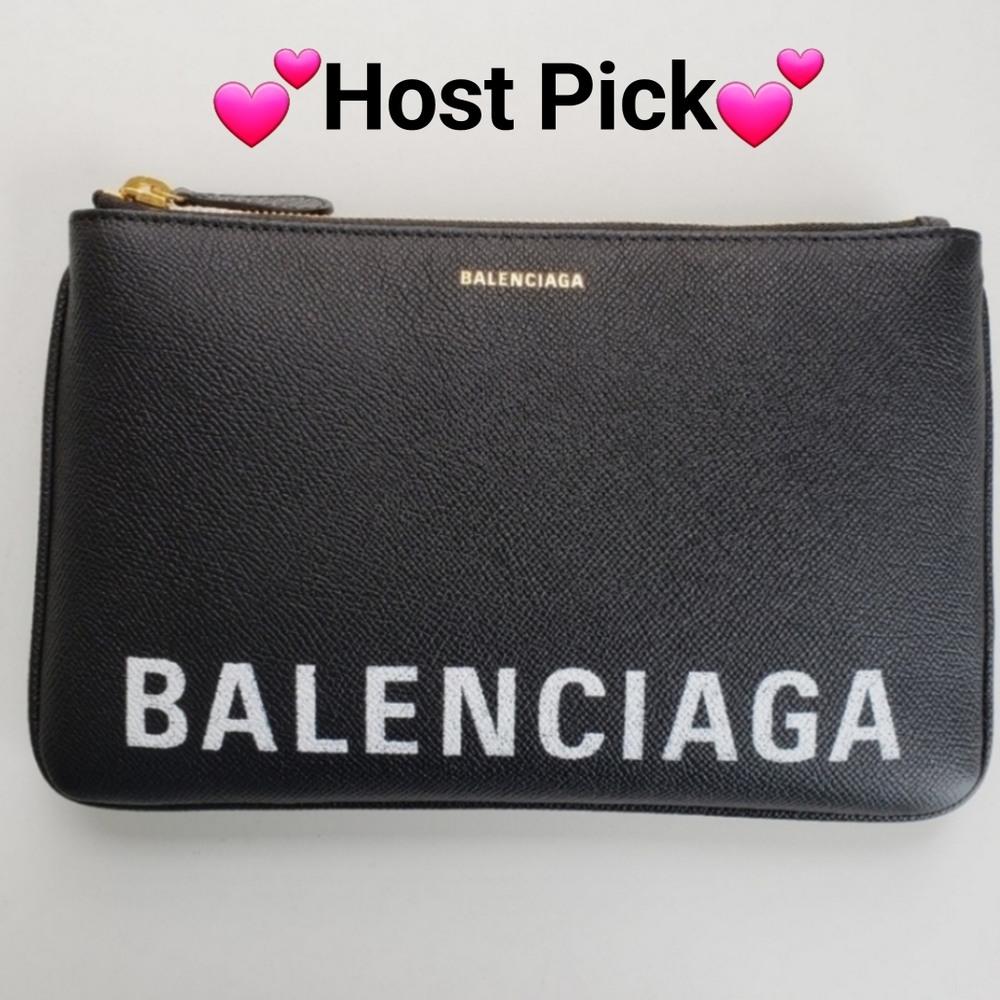 💕HP💕BALENCIAGA Ville Leather Logo Pouch💕
